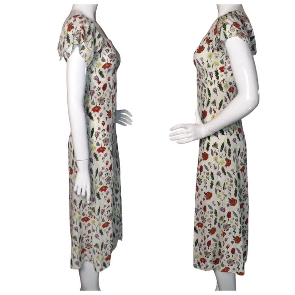 STONE COLD FOX Dress, 1/S, Silk Floral, Off Shoulder, HIGH slit/Vent, Midi, Zip - Picture 10 of 16